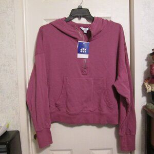 NWT Joy Lab Women's Cropped 1/2 Zip Athletic Hoodie XL Color is Bordeaux